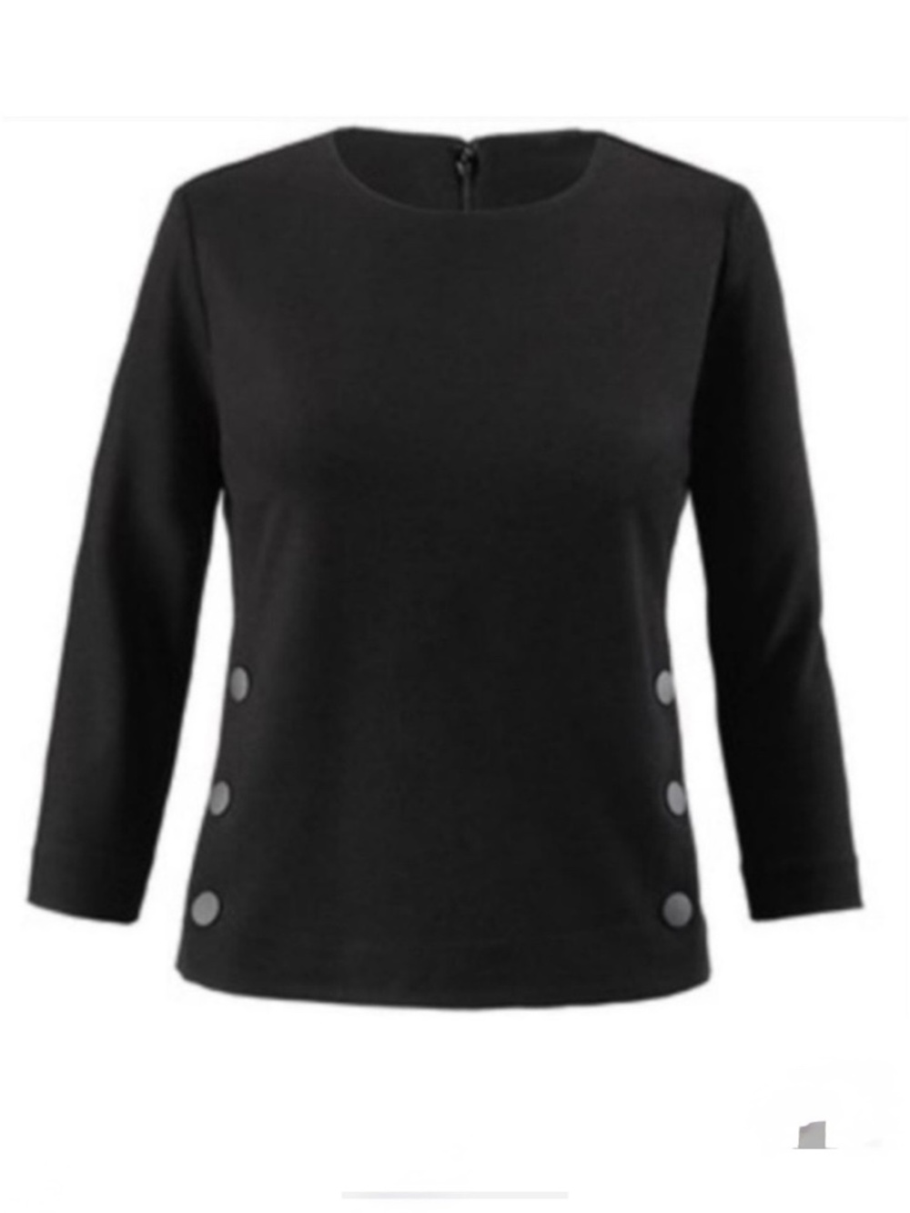 Cabi Black Ponte Knit Utility Snap Top Style 3232